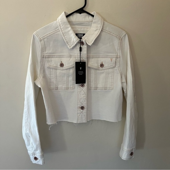 NWT Frye Women's Cropped Raw-Hem Denim Jacket - Picture 4 of 10